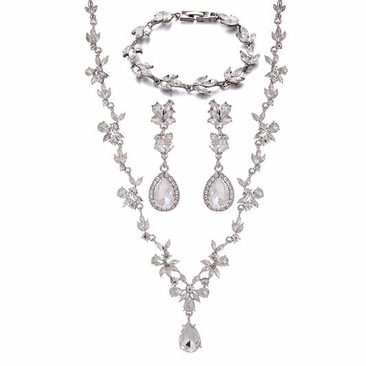 Luxury Drop bride Wedding dress Jewelry set Necklace Earrings Bracelet three-piece set  805785312365