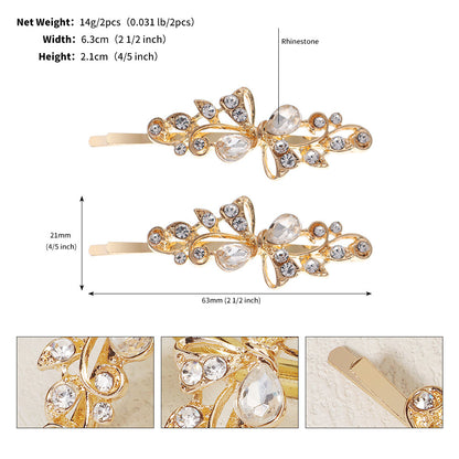 Hair accessories Metal Hair Clips Broken bangs One line clip leaf rhinestone alloy hair clips 679973510035