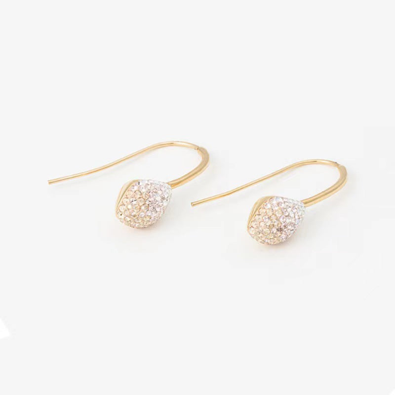 Gradient Champagne Drop stud Crystal diamond earrings 810230936368