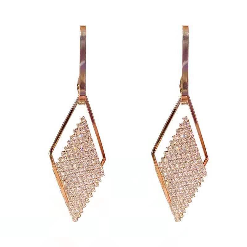 Full diamond geometric earrings 651717894595