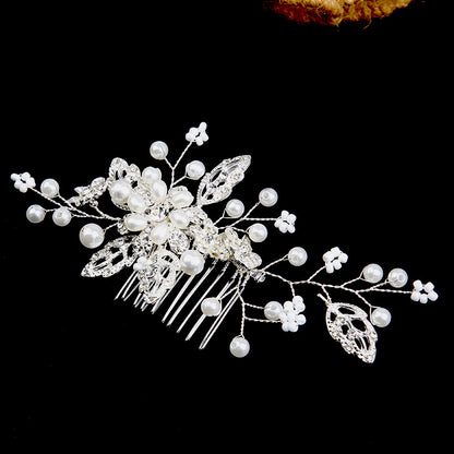 Bridal headdress pearl handmade leaf comb  749571815454