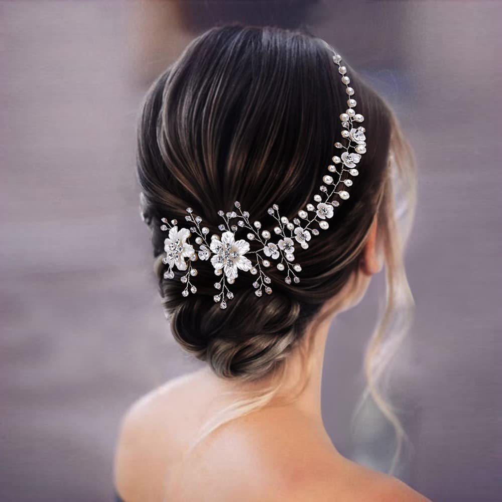 White resin flowers small plum hair spearhead hair accessories for brides 735452815069