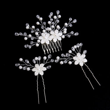 White Pearl Bride Combs 4 pieces  711765329091