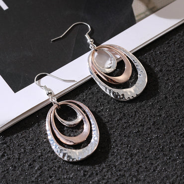 Color contrast oval geometry alloy earrings fashion high class earrings 720365775812