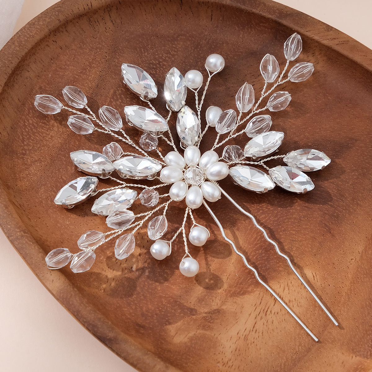 Bridal hairpin Wedding hairpin Handmade rhinestone pearl hairpins 788503768124