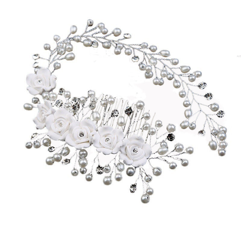 Exquisite handmade bridal hair accessories Pearl leaves rose Combs 573073773955