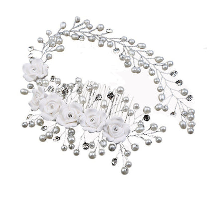 Exquisite handmade bridal hair accessories Pearl leaves rose Combs 573073773955