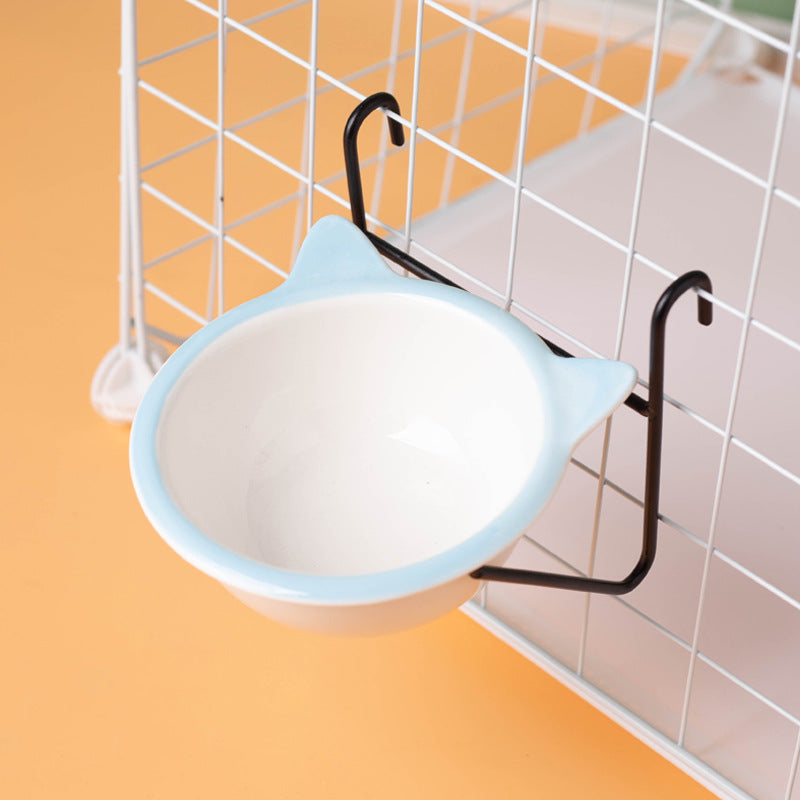 Hanging ceramic cat bowl Drinking bowl anti-upset fixed hanging cage 719925463826