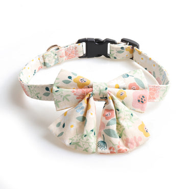 Floral bow skirt dog collar 652042201776