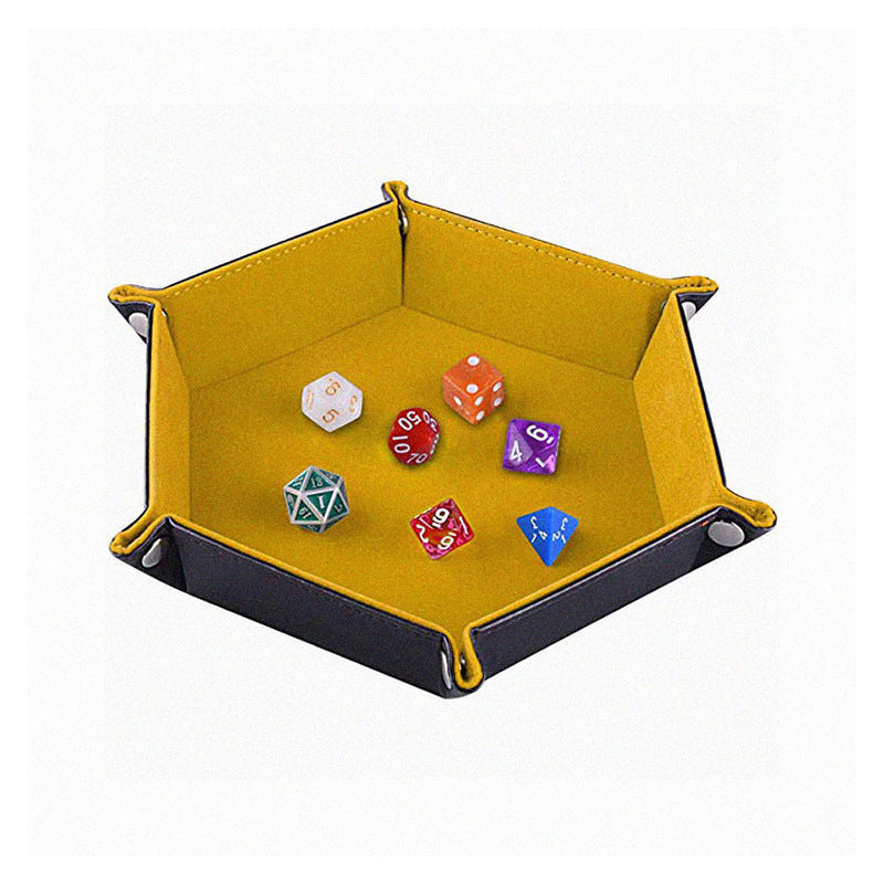 pu foldable desktop storage box Leather game quadrilateral dice storage tray 824871383859