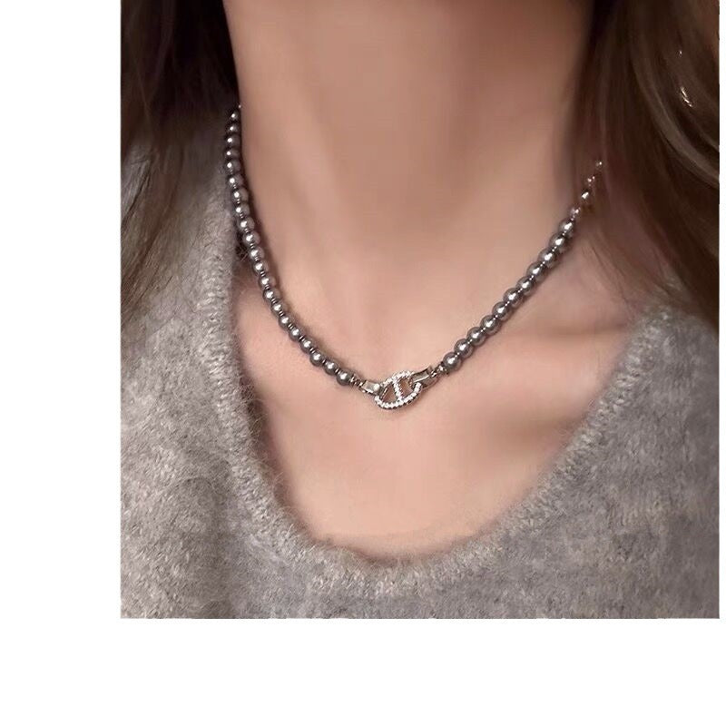 Pearl necklace sweater chain choker collarbone chain  748784777293