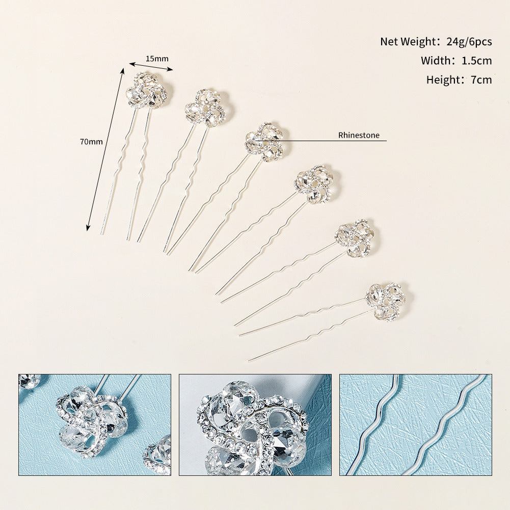 Bridal accessories Alloy flower rhinestone hairpin tray hair pin 641312692617