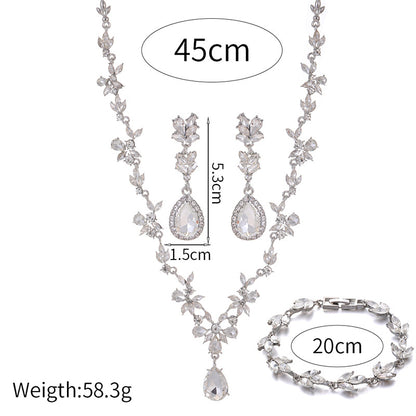 Luxury Drop bride Wedding dress Jewelry set Necklace Earrings Bracelet three-piece set  805785312365