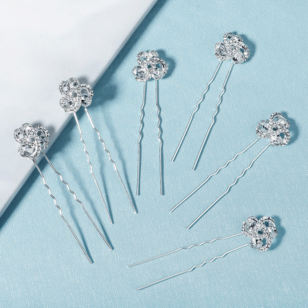 Bridal accessories Alloy flower rhinestone hairpin tray hair pin 641312692617