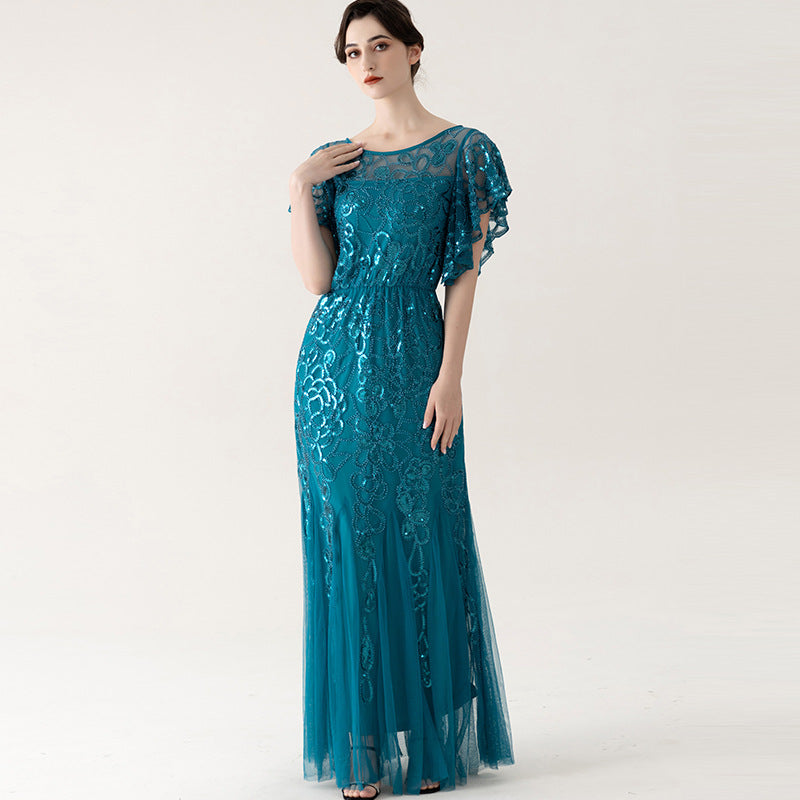 Sheath-Column Floor Length Sequined Lace&Tulle Dress 837006457646