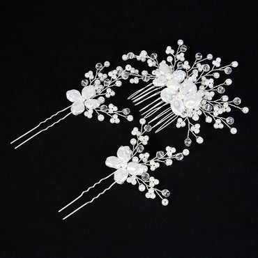 White Pearl Bride Combs 3  pieces 671252216580