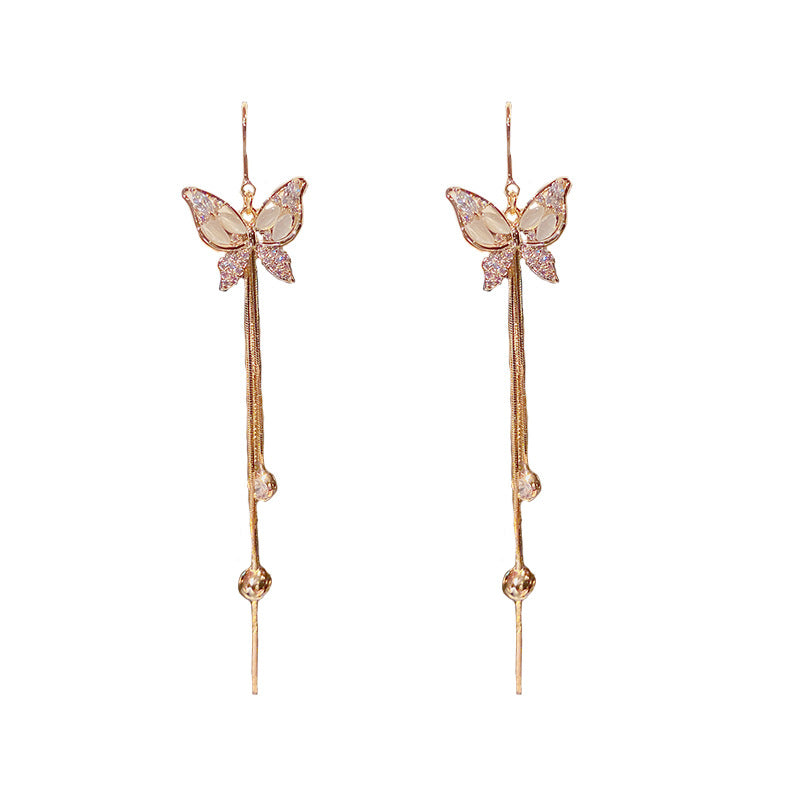 Zircon butterfly fringe earrings Fashion everything earrings 653045976680