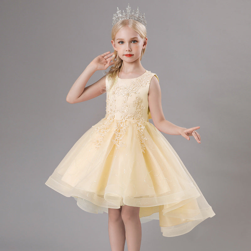 A-Line Scoop Neck Sleeveless High-Low Tulle Flower Girl Dresses 751391963514