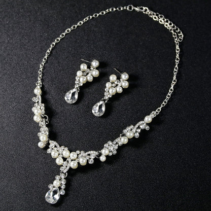 Bridal Necklace set Wedding matching earrings necklace jewelry two-piece jewelry set 574810894603