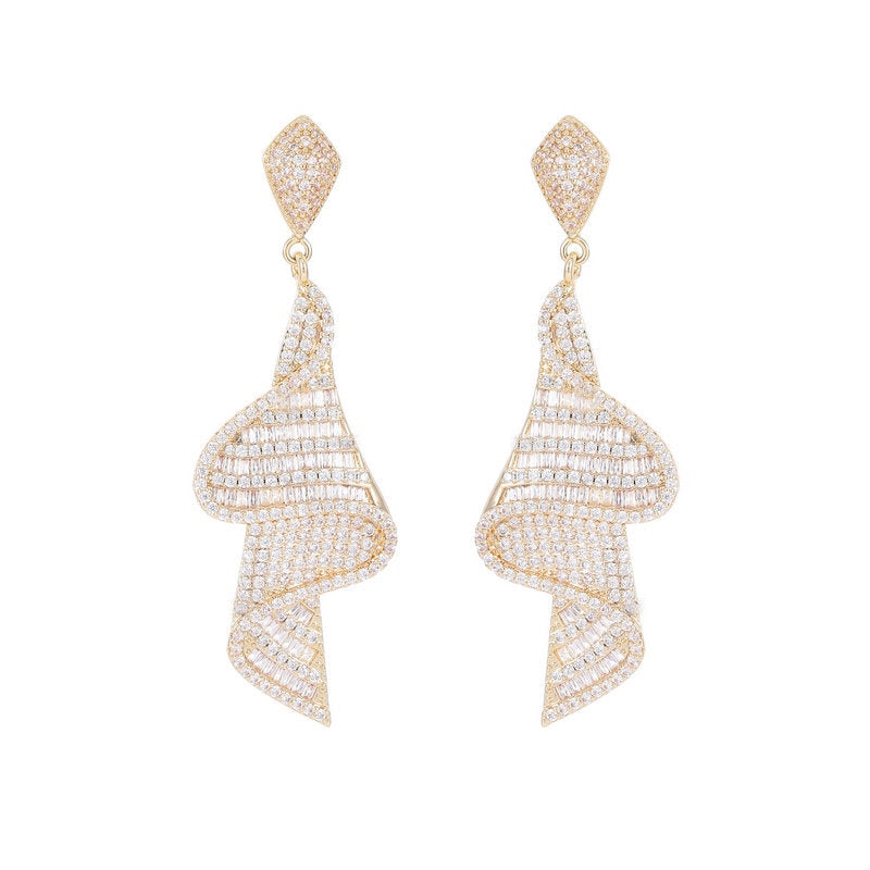 Zircon skirt streamer earrings 737367022162