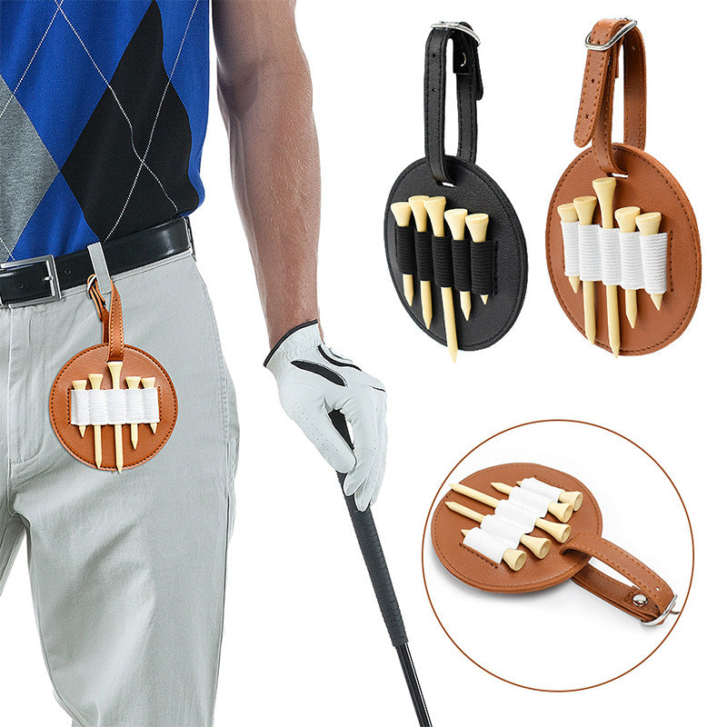 Golf tee insert bag Outdoor storage waist hanging golf leather storage bag 825384188921