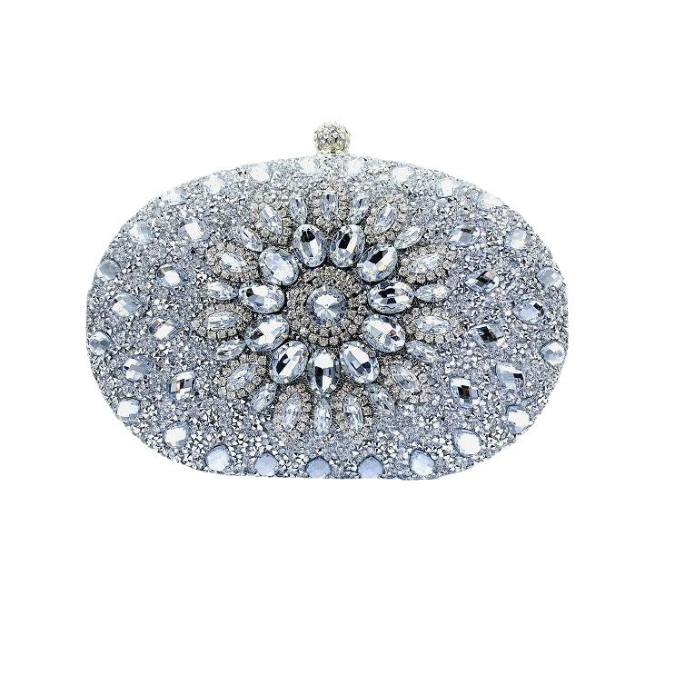 Shell full of diamonds glitter glass rhinestones wedding banquet dinner bag 736519933092