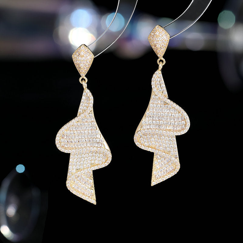 Zircon skirt streamer earrings 737367022162