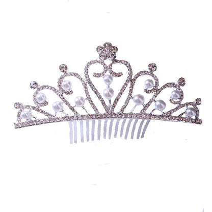 Bride's hair tiara Bride's little tiara with comb rhinestone pearl tiara 651428713487