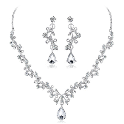 Necklace Earrings set Crystal clavicle necklace Wedding accessories jewelry set 806809386799