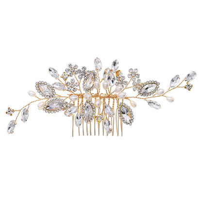 Bridal hair comb Wedding ladies Vintage updo accessories Handmade rhinestone pearl hair comb 757689767059