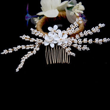 Gold Leaf Updo Hair Comb Handmade Bride Crown Headpiece Flower hair comb bridal accessories 771680467137