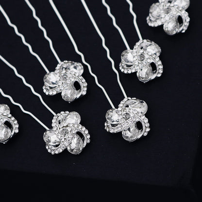 Bridal accessories Alloy flower rhinestone hairpin tray hair pin 641312692617