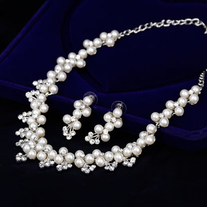 Pearl rhinestone bridal necklace set Wedding Necklace jewelry Wedding Accessories jewelry set 563391827326