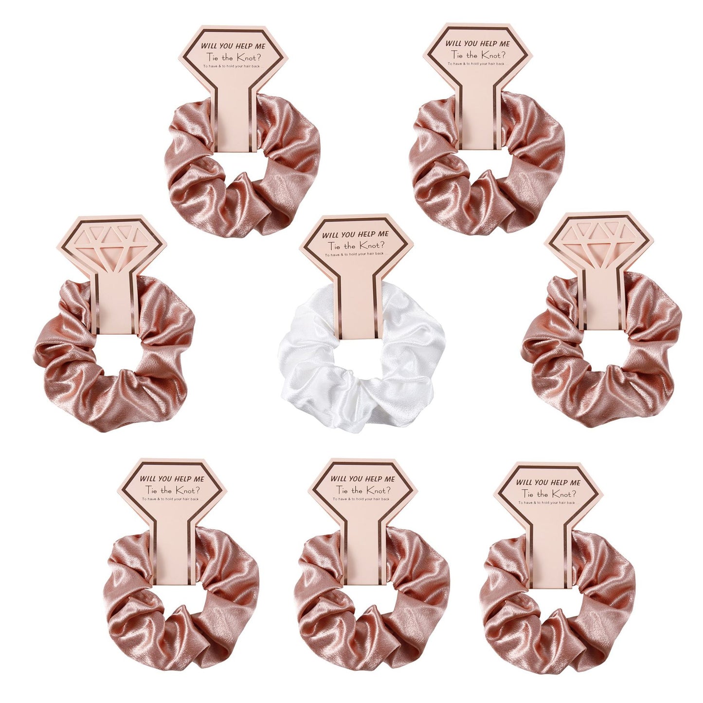 Crown Card Crystal Satin scrunchie Wedding party Gift Fashion solid color hair tie set 676812975531