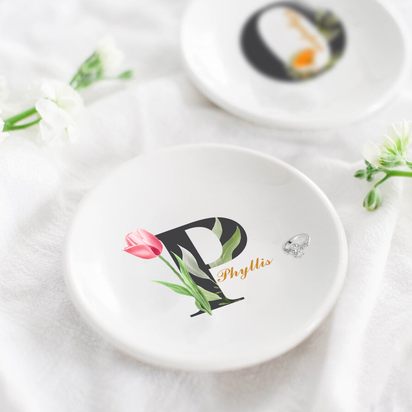 Personalized name ceramic plate, girlfriend gift, Mother's Day gift, memorial gift 807972541490