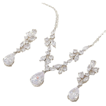 Light luxury diamond necklace Earrings Bracelet Set Simple full diamond bridal Jewelry Set accessories Jewelry set 733050580527