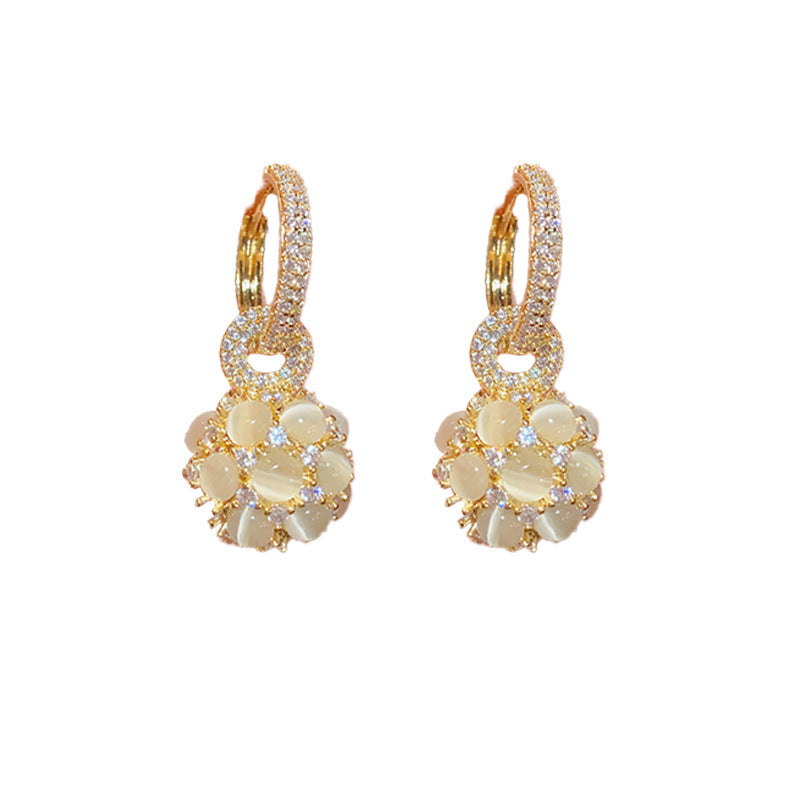 Personality delicate trend opal ball earrings 728149054328