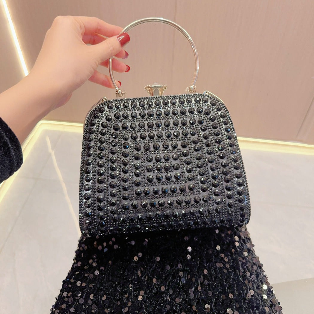 Diamond-set clutch bag Women's Party Bag Rhinestone Tote Delicate diagonal dinner bag 763988820276