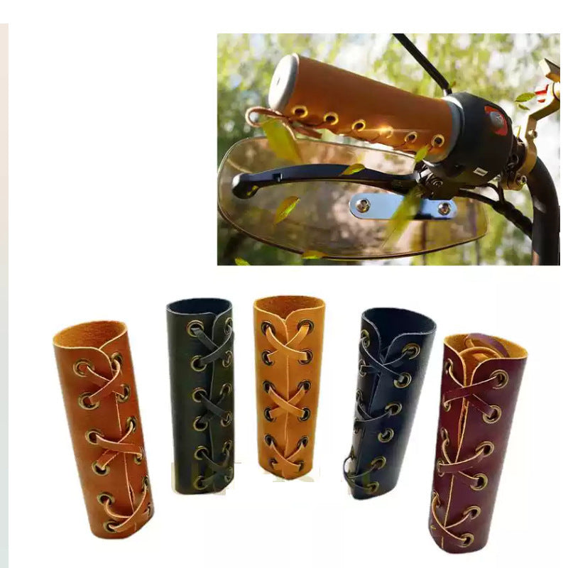 Vintage leather bike handle covers adjustable mountain bike accessories 717121092258