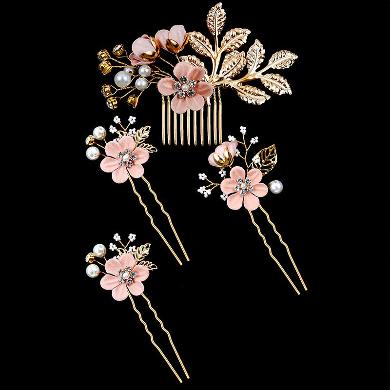 Wedding Hair Comb Pearl Crystal Bride Hair Accessories Set of 4 709072032456