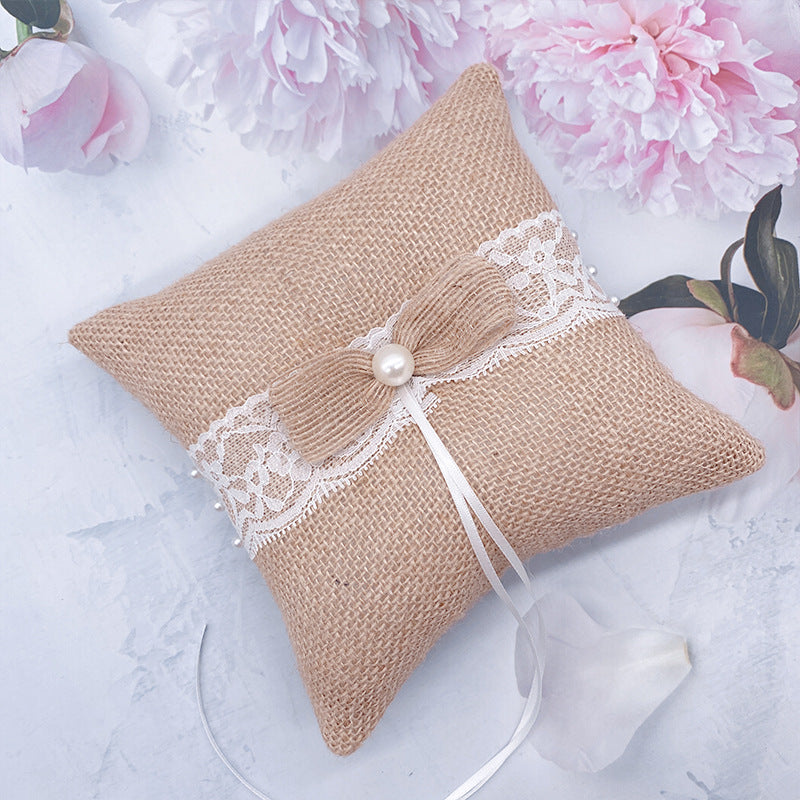 Linen ring pillow Bride wedding party ring pillow 702166828805