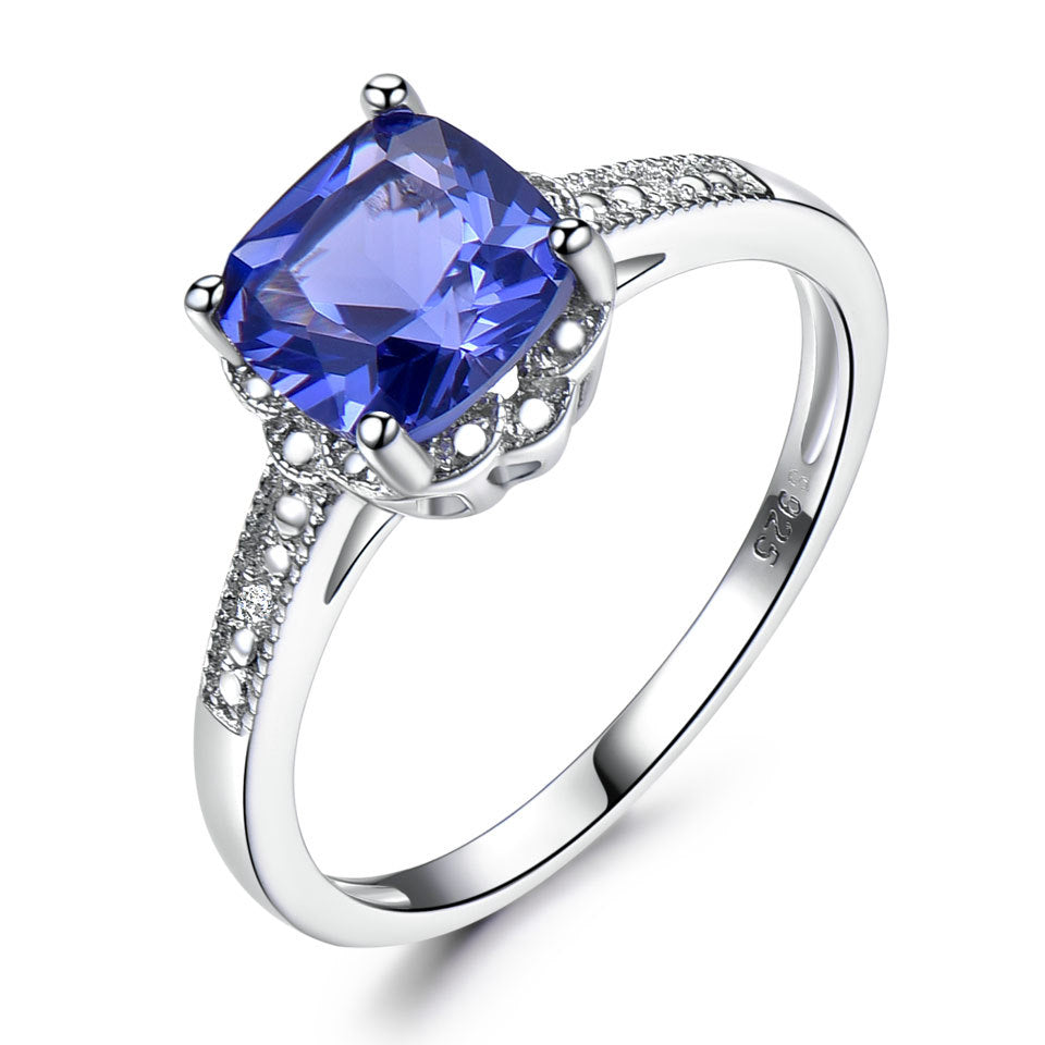 Latest Design Sterling Silver 925 Gemstone Jewelry Ring Blue Sapphire Women Ring  615724208673