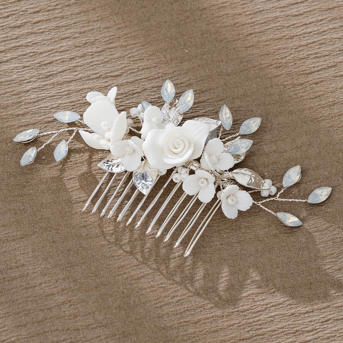 Bridal hair accessories Retro Jelly drill hand insert comb ceramic flower comb 733586558031