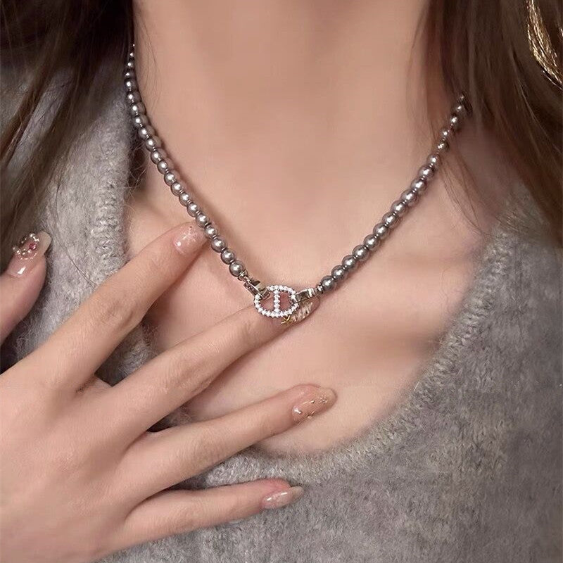 Pearl necklace sweater chain choker collarbone chain  748784777293