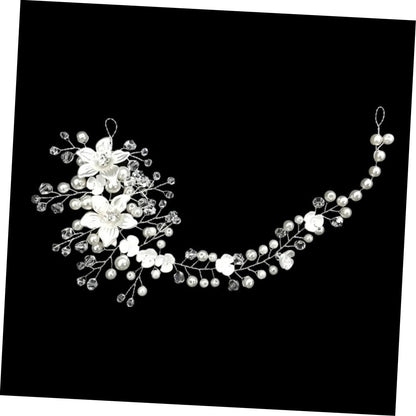 Bridal Handmade Hair accessories Flower Modeling Crystal Pearl twisting bead Headband Soft hair chain Headpieces 777998659051