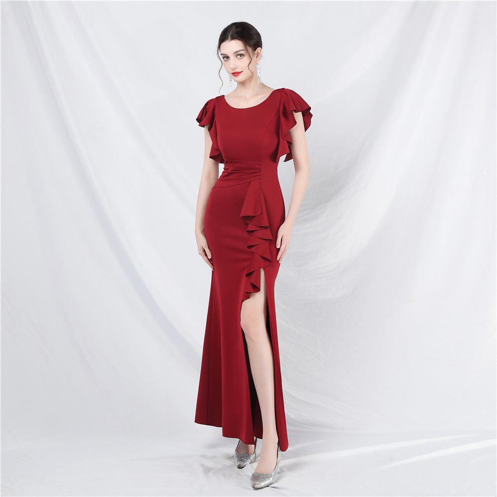 Sheath-Column Ankle Length Stretch Satin Dress 787169199492