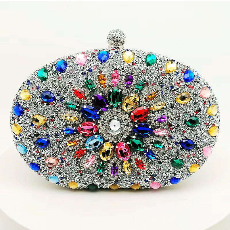 Shell full of diamonds glitter glass rhinestones wedding banquet dinner bag 736519933092