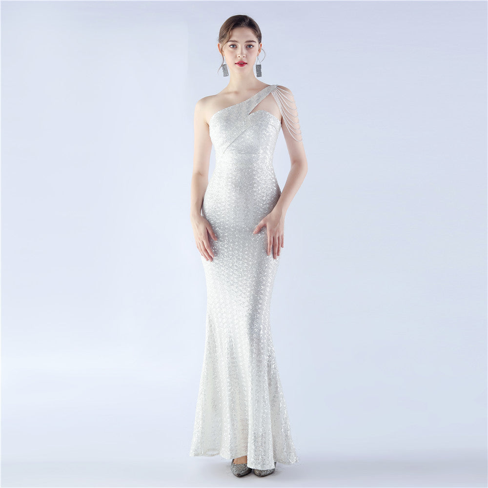 Sheath-column floor length sequined dress 785514826195