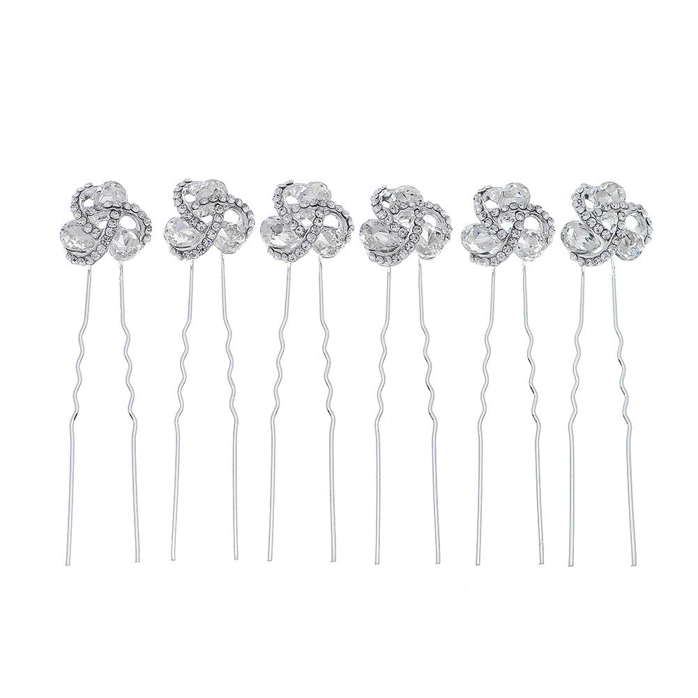 Bridal accessories Alloy flower rhinestone hairpin tray hair pin 641312692617