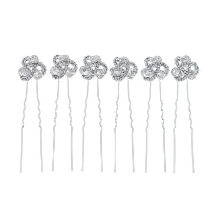 Bridal accessories Alloy flower rhinestone hairpin tray hair pin 641312692617